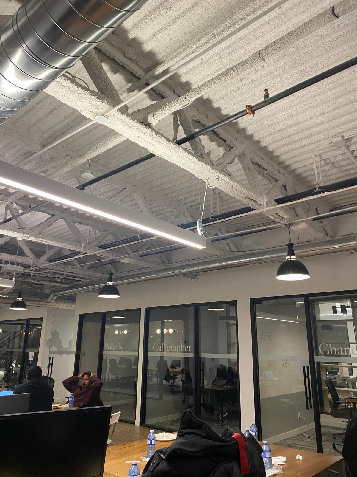 Late night at the hackathon venue