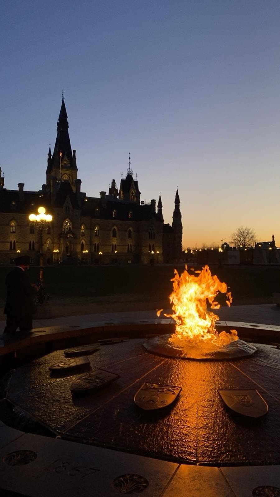 Centennial Flame at dusk