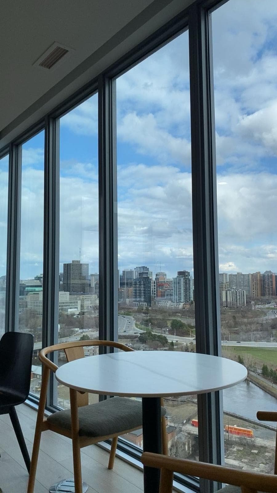 Office window view over the river