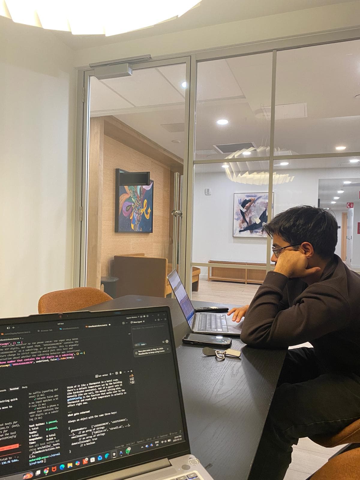 Friend coding at the office