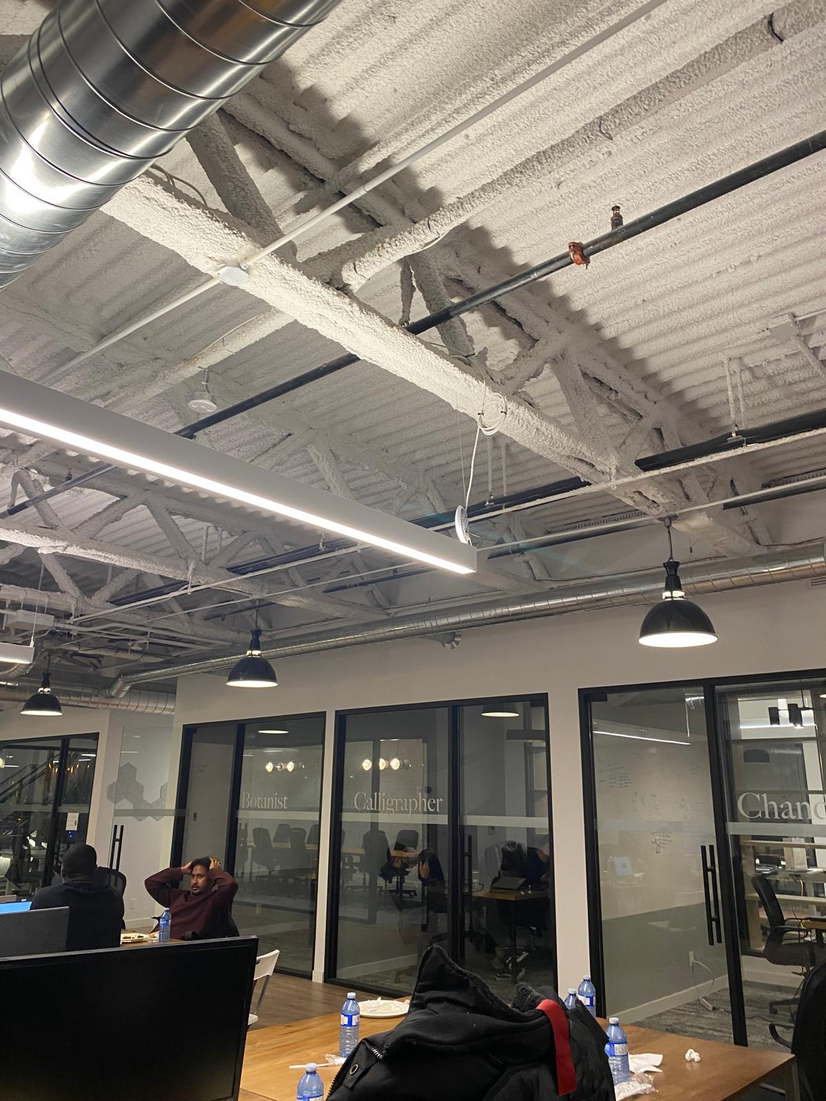 Late night at the hackathon venue