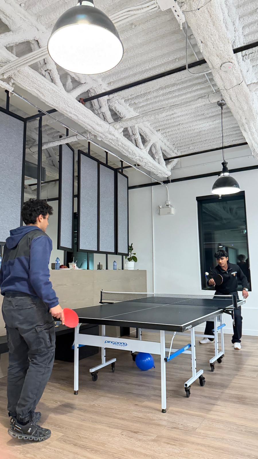 Playing ping pong at the office